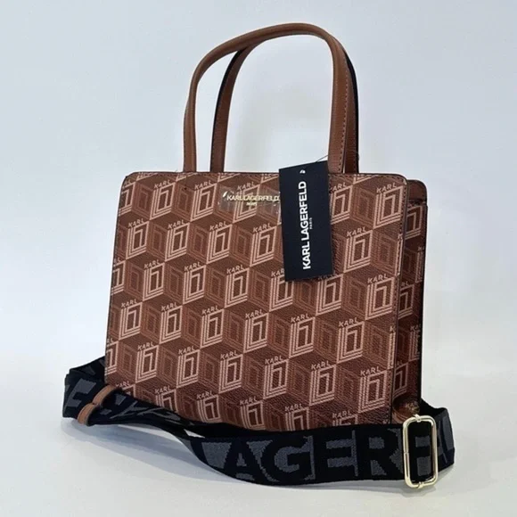 KARL LAGERFELD PARIS Maybelle Zip Top Satchel Shoulder Bag in Brown